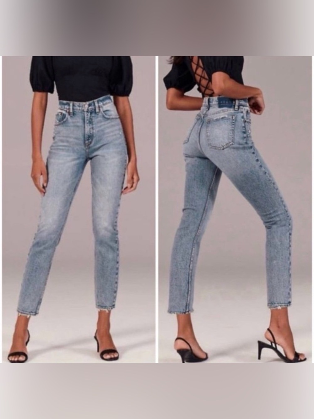 Abercrombie & Fitch Light Blue High-Rise Cropped Jeans